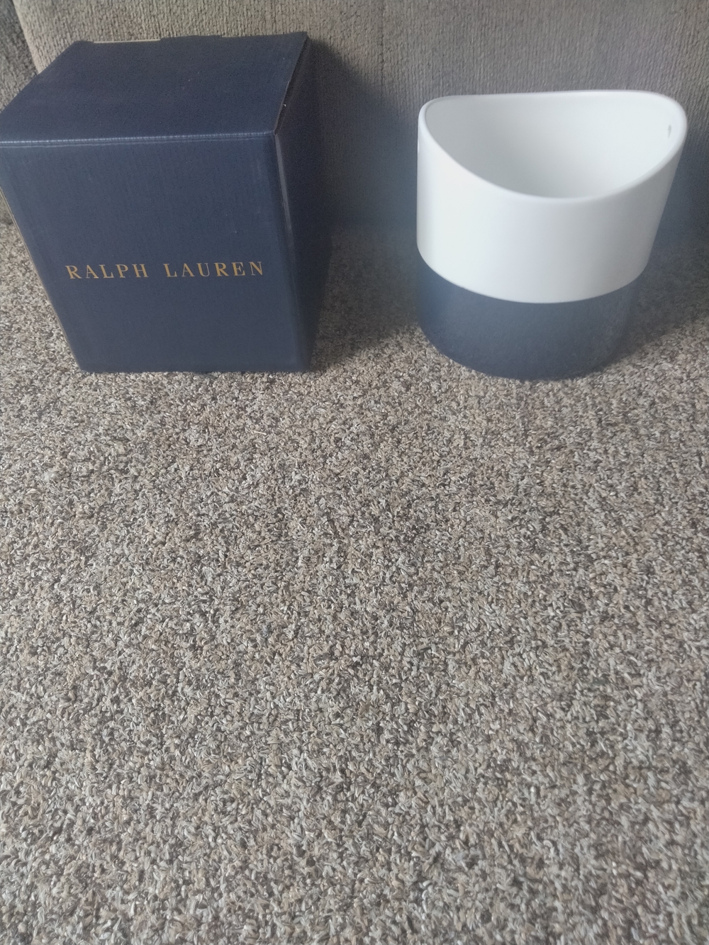 Ralph Lauren Two-Tone Ice Bucket - Navy & White: Please note missing handle